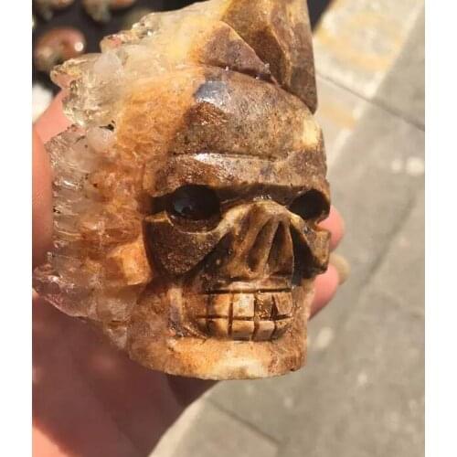 New style natural crystal cluster carving human face skull, crystal skull, crystal cluster skeleton household decoration
