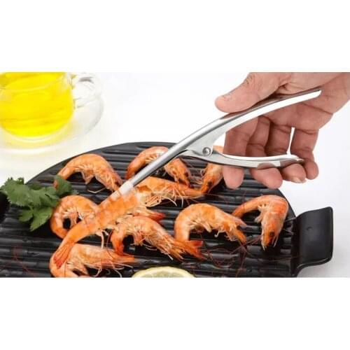 1PC Stainless Steel Shrimp Peeler Prawn Shrimp Deveiner Fishing Knife Lobster Shell Remover Peel Device Kitchen Seafood PM 018