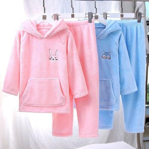 Childrens Pajamas Set Autumn And Winter Kids Homewear Clothes Thickened Fannel Boys Girls' Sleepwear 4-13Y Home Clothes Set