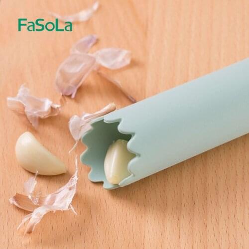 FaSoLa Garlic Press Silicone Kitchen Manual Chopper Crusher Slicer Garlic Peeling Roll Tube Garlic Tools Kitchen Gadgets