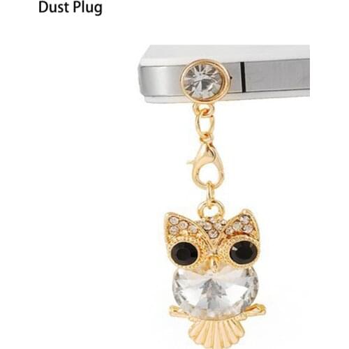 2021 Fashion Cute Big Eyed Diamond Owl Phone Dust Plug Cell Phone Accessories 3.5mm Earphone Dust Plug