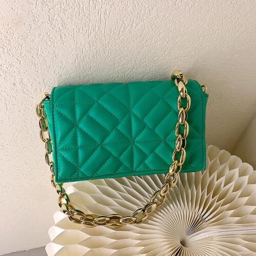 Luxury Brand Grid Suture Shoulder Bags For Women Summer 2021 Popular Armpit Flap Metal Thick Chain Handbag Ladies Designer Purse