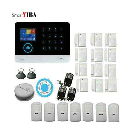 SmartYIBA WIFI GSM GPRS WirelessHouse Burglar Intruder Alarm System IOS/Android Apps Control GPRS RFID Alarm Kits PIR Detection