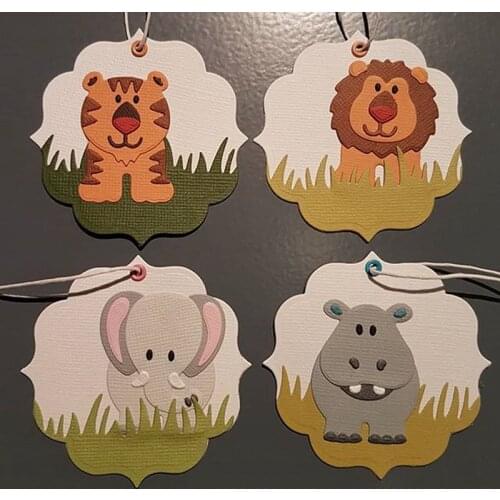Elephant Hippo Lion Tiger Animals Shape Metal Cutting Dies Stencil Scrapbook Album Embossing For Gift Card Making Handcrafts