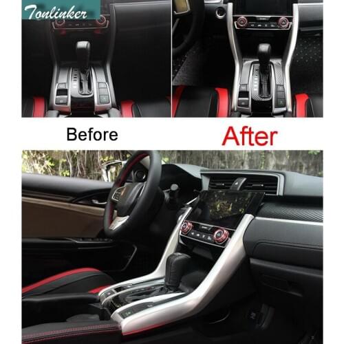 Tonlinker 1-2 pcs ABS Chrome Car styling two style Stalls position panel strip Cover case stickers For HONDA New CIVIC 2016