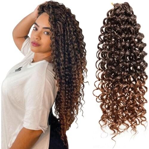Deep Water Wave Twist Crochet Braid Hair10 14 &18inch Synthetic Ombre Braiding Hair Afro Curls For Women Low Tempreture
