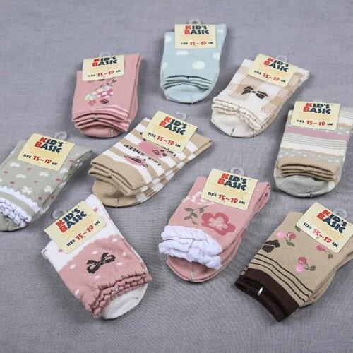 W100 Free shipping 4-12years girl more than pure cotton students socks size children big virgin warm socks Bows section 10 pairs