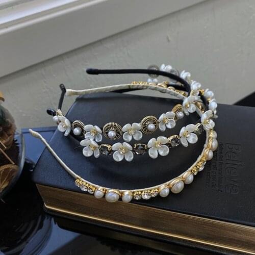 Pearl full rhinestone headband fashion hair accessories women flower rhinestone fine-edge hairband boutique bridal hair band new