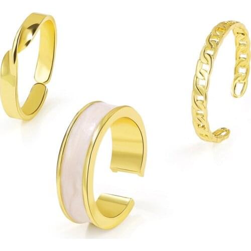 Gold Ring Set Punk Resin Ring For Women Geoemtric Chain Rings Jewelry Accessories stainless steel rings
