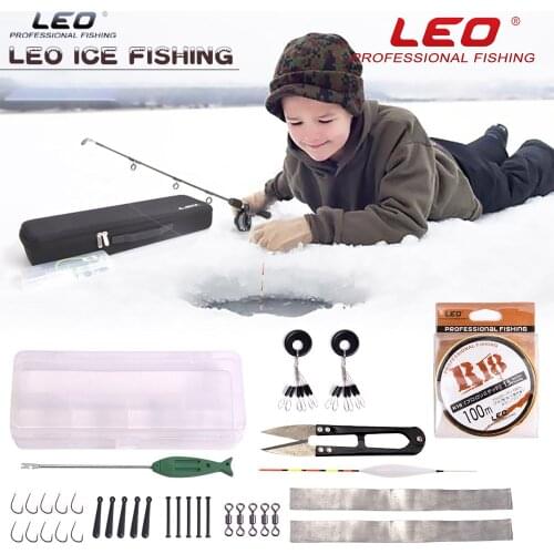 1Set Telescopic Fishing Rod and Reel Full Kits Fishing Gear Pole Sets With Line Lures Hooks box Winter Ice Fishing Rod Bag Kit
