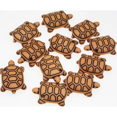 CHONGAI 10Pcs Acrylic Wood-like Stereo Turtle is Suitable For DIY Jewelry Making and Necklace Making
