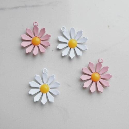 10pcs Rubber Paint Alloy Lovely Sunflower Chrysanthemum Charms DIY Making Earrings Necklace Jewelry Accessories