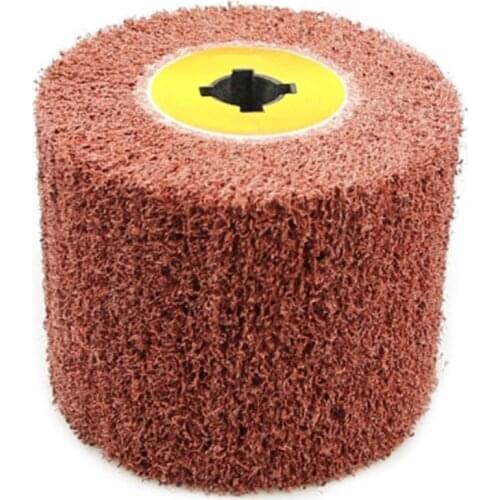 120x100x19Mm Non-Woven Nylon Flap Brush Satin Drawing Polishing Deburring Drum Wheel For Stainless Steel