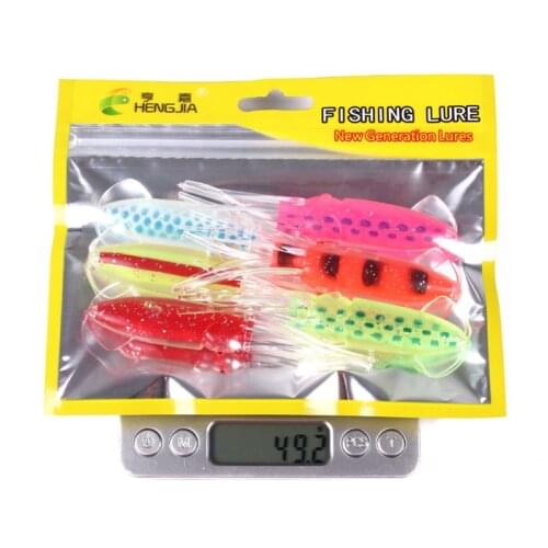 3D Eyes 6Colors 6pcs/set 53g/10cm Plastic Soft Bait Artificial Wobbler Beard Squid With Hook Bionic Bait Sea Fishing Lure