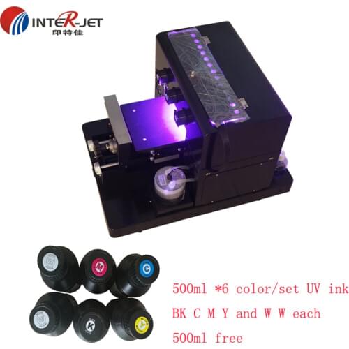 500ml*6color UV ink included multicolor small 110-240v UV card flatbed printer