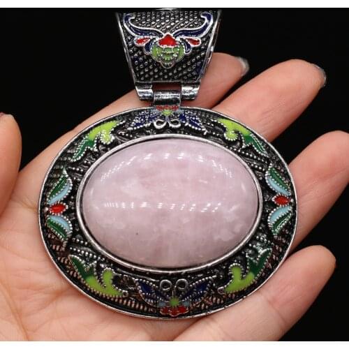 Ethnic Elliptical Abalone Shell Pendant Natural Stone Crystal Agates Bohemian Charms for Jewelry Making DIY Necklace Accessories
