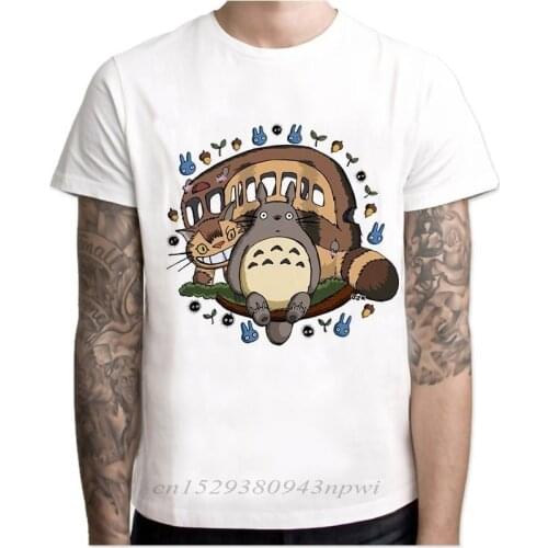 News Totoro Shirt Men Japanese Anime Studio Ghibli T Shirt Anime Spirit Away Tshirt Men Women Clothes Summer T-Shirt