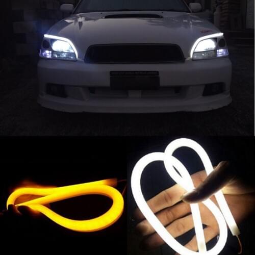 2piece 45/60cm DRL Flexible LED Tube Decrotive Tear Strip Lights Car Styling Waterproof Turn Signal Light Decor Lamp Accessories