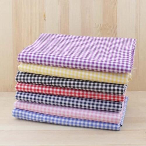 7 Assorted Color Pre-Cut grid Print Charm Cotton Quilt Fabric Fat Quarter Tissue Bundle Best Match Sewing Textile Cloth 50x50cm