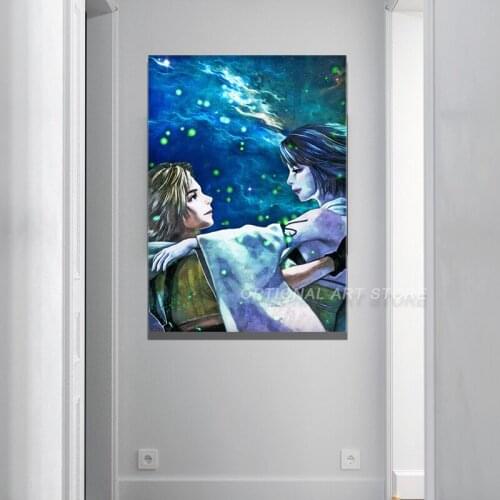Final Fantasy X Tidus And Yuna Art Canvas Paintings For Living Room Prints Posters Wall Art Home Decoration Frame