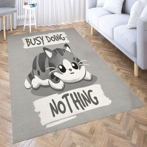 Cat busy doing nothing Carpet for Living Room 3D Anime Cartoon Rug Gamer Teen Room Bedside Lounge Rug Kids Children Floor Mats