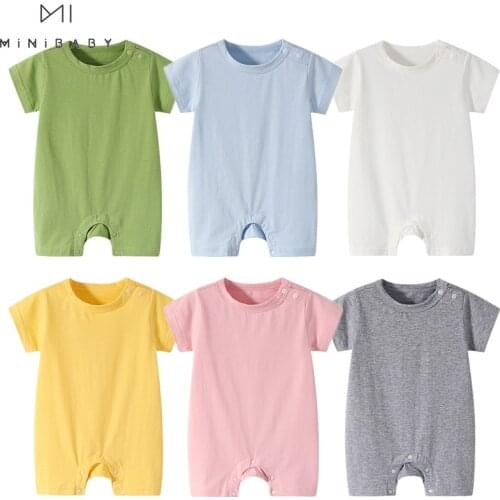Summer Baby Romper For Boys 2021 Newborn Girls Clothes Cotton Jumpsuit 0-24m Short Sleeve 6 Colors Outfit Unisex Toddler Costume