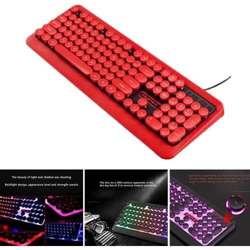 M300 Computer Keyboard, Wired Waterproof and Durable Gaming Keyboard with Round Keycap for Home