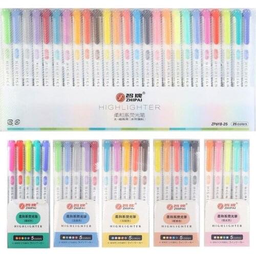 Z3 25 Colors Marker Pen Double Head Highlighter Mildliner Colors Fluorescent Highlighter Art School&Office Art Stationery Supply
