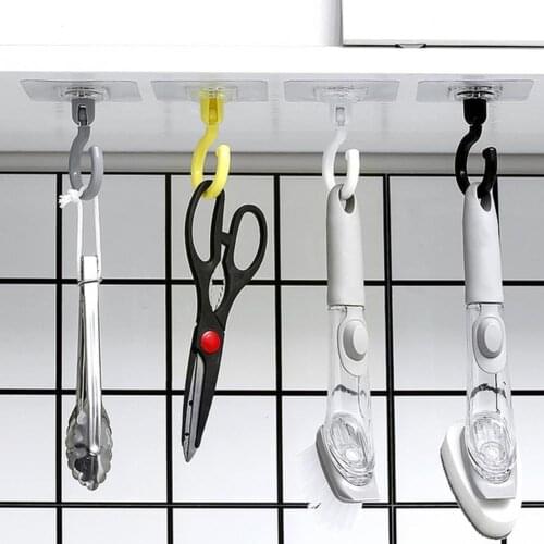 Multi-function Can Rotate Transparent Hangers Self Adhesive Sticks Holders On Hooks In Bathroom Wall Storages Kitchen Hooks I5Z9