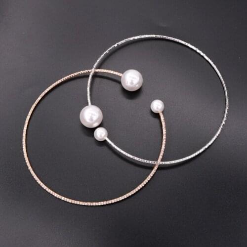 Fashion Gold 2colors Pearl Crystal Pearl Collar Pearl 12 Diameter Crystal Collar for Women 2pcs Wholesale