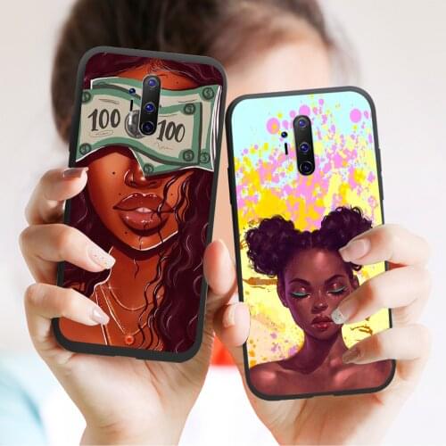 Fashion Black Women girls Phone case For Oneplus 7 Pro 8T 7T 8 Pro Nord Z case Cover for One plus 6 6t 7 7t 8 8T Soft TPU Shell