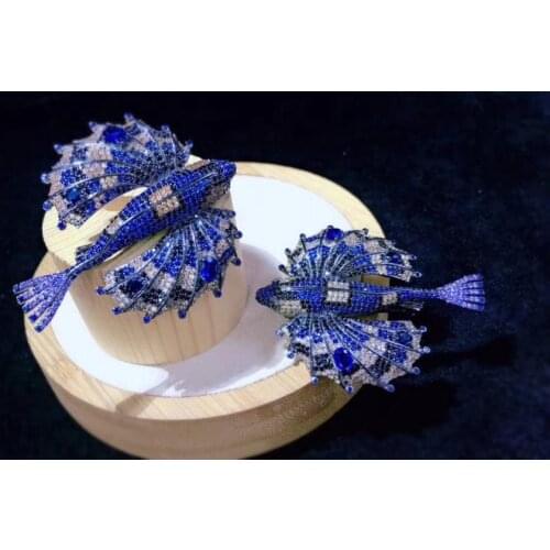 Sea fish brooch unisex jewelry fine jewelry for men women 925 sterling silver with cubic zircon free shipping