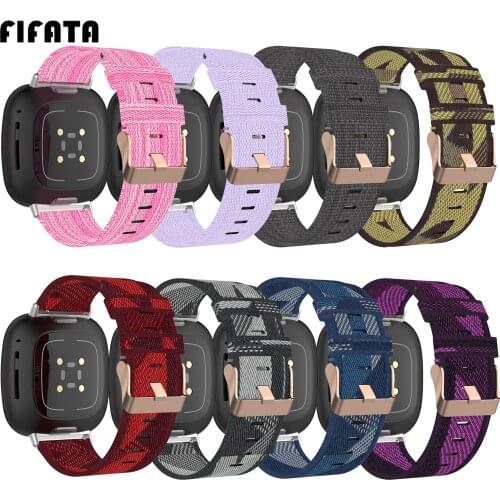 FIFATA For Fitbit Versa 3 Strap Smart Watchband Nylon Canvas Wrist Strap For Fitbit Sense Replacement Bracelet Wristband Correa