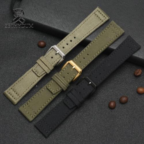 Nylon canvas watch strap accessories black folding are suitable for Universal Pilot Portugal Watch 22mm Mens Strap 20mm 21mm