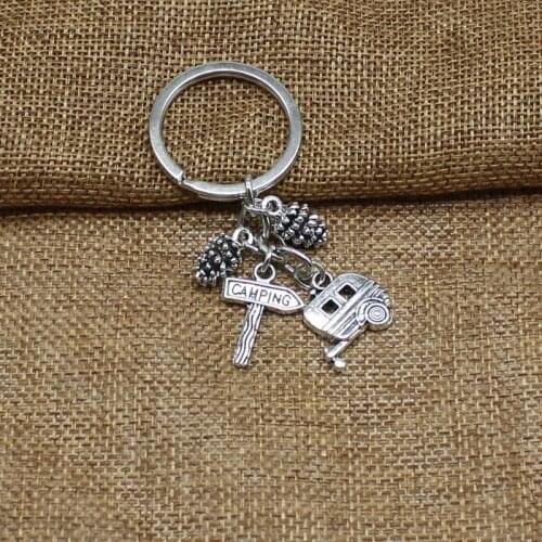 Charm camping key happy keychain, travel trailer, camping keychain, outdoor natural creative keychain souvenir
