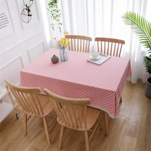 Pink Heart Pattern Christmas Room Tablecloth Party Wedding Home Decor Lace Table Cloth