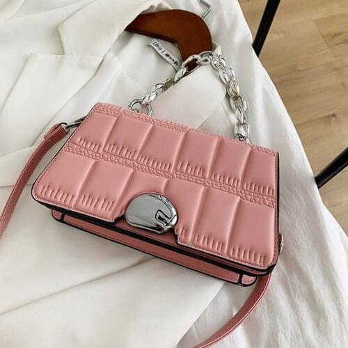 Vintage PU Leather Crossbody Bags For Women 2021 Fashion Branded Shoulder Handbags And Purses Luxury Chain White Women Bag Small