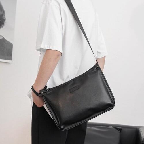 Tidog Korean version of solid color fashion casual bag business leather shoulder bag