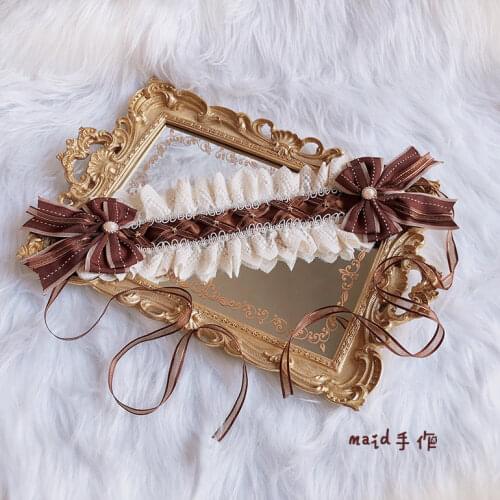 Tiramisu Sweet Handmade Coffee Color Headwear Hairband Headband Hair Ribbon Lolita Bows Elegant Daily Original Design