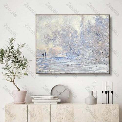 Home Decoration Poster White Snow Scenery and Art Decoration Canvas Painting Waterproof Ink for Two People On The Walls of