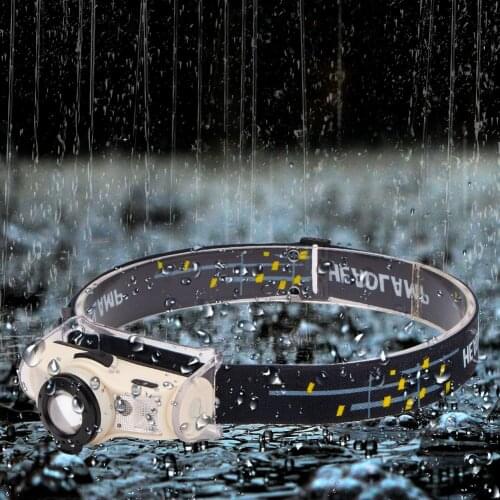 Waterproof Infrared Sensor Headlight Rotary Zoomable XML-2 Headlamp Built-in Battery Torch Flashlight 4 Modes Lantern USB Charge