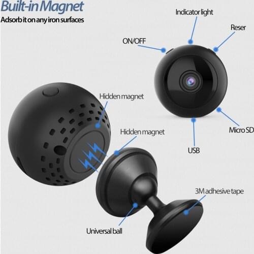 W8 Camera Spherical Home Security Monitoring Outdoor Sports DV HD 1080P Low Power Camera A9