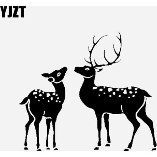 YJZT 16.8CM*14.6CM Cartoon Trim Deer Christmas Vinyl Decal Car Sticker Black/Silver C23-0049