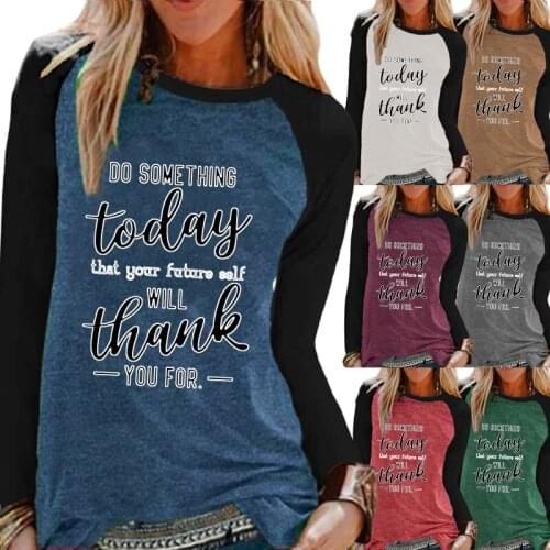 New Fashion Ladies Autumn Casual Long Sleeve Shirt Print Round Neck Loose Contrasting Top T-shirt Pullover Oversized Sweatshirt