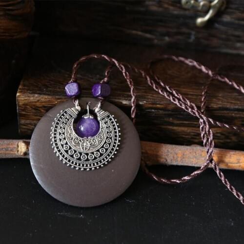WEIYU Vintage Ethnic Woman Necklace Fashion Jewelry Maxi necklace Wooden pendant Long necklace for women collares mujer kolye
