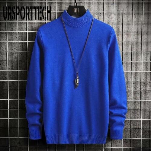 Winter Sweater Men Oversize Pull Homme Pullover Jumper Casual Streetwear Warm Solid Turtleneck Boys Mens Knitted Sweaters