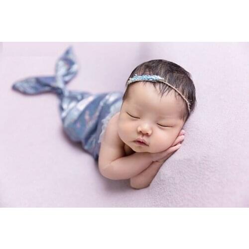 Newborn photography props Mermaid theme shooting baby clothing shining Mermaid tail and headwear bra 1 set