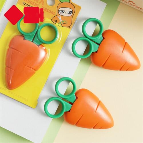 1pc Kawaii Art Knife Hand Carrot Shape Scissors Student Envelope DIY Office Handmade Paper-cut School Childrens Stationery