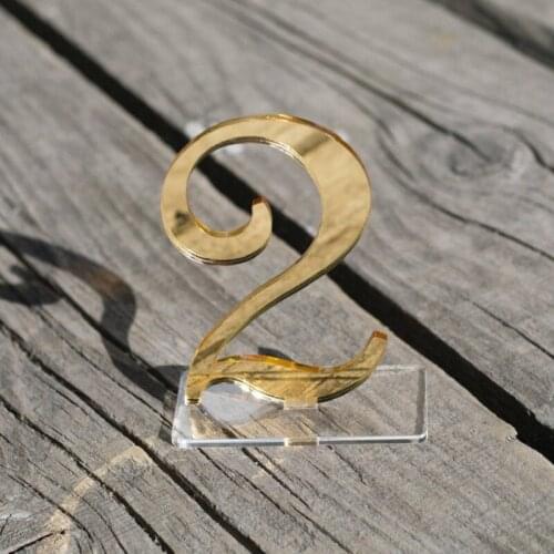 1*Wedding Baby Baptism Party Gold Mirror/Silver /Rose gold Decoration Banquet Table Number Label Table Center Digital Decoration