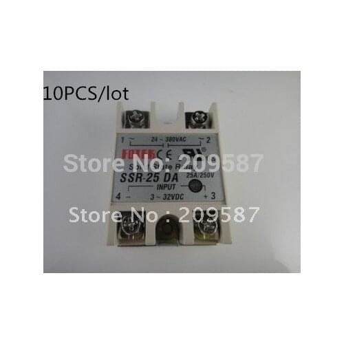 10PCS/Lot Solid State Relay SSR-25DA 25A /250V 3-32VDC